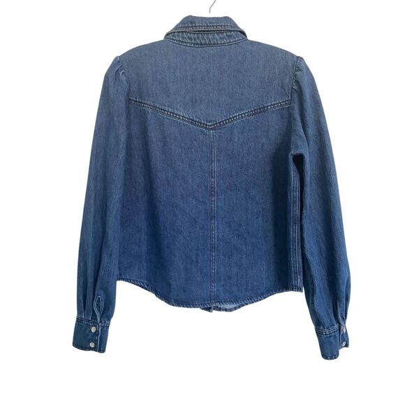 NWT Steve Madden Denim CHARLEY Snap-Up TOP Sz XS - Picture 3 of 11